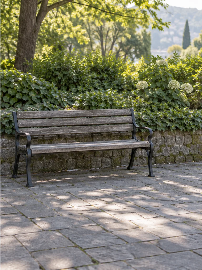 Illustrative park scene with the orange bin removed and paving continued